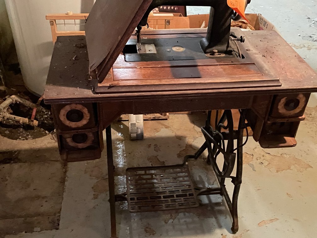 Singer Treadle Sewing Machine in Wood Cabinet