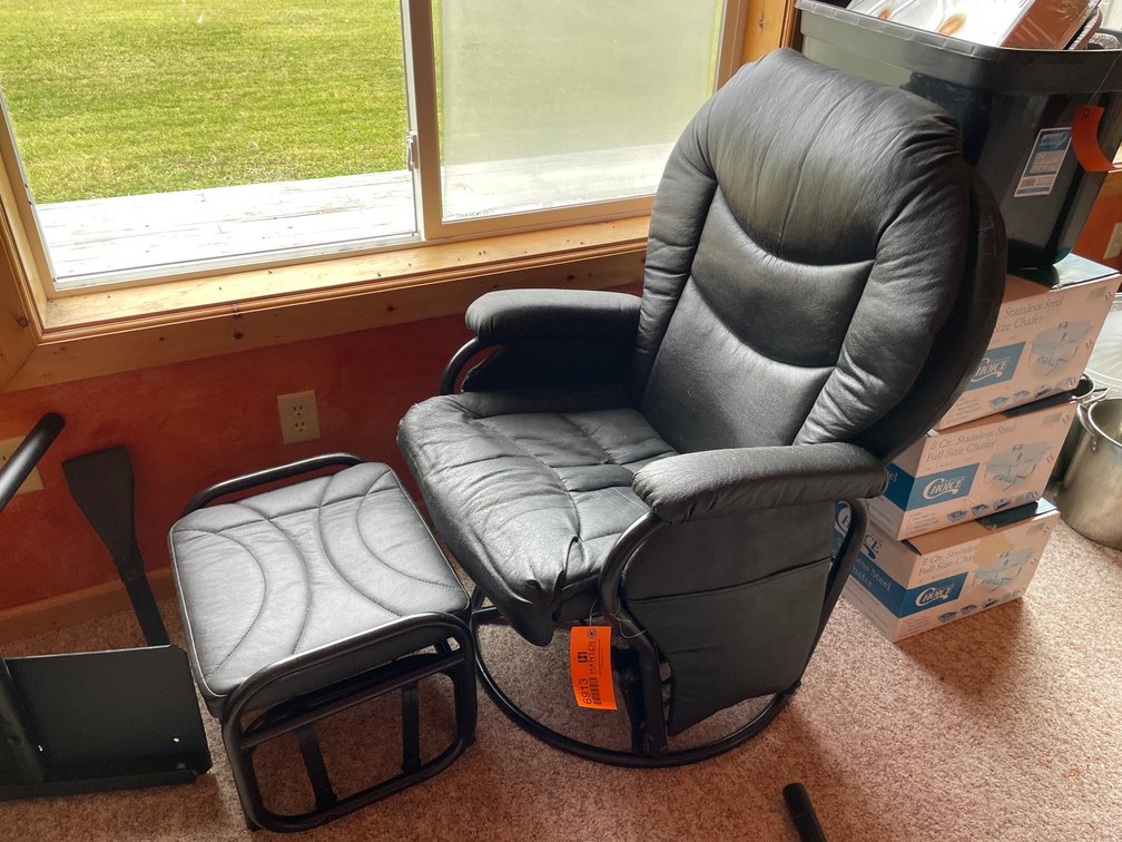 Black Upholstered Glider Chair and Ottoman Set