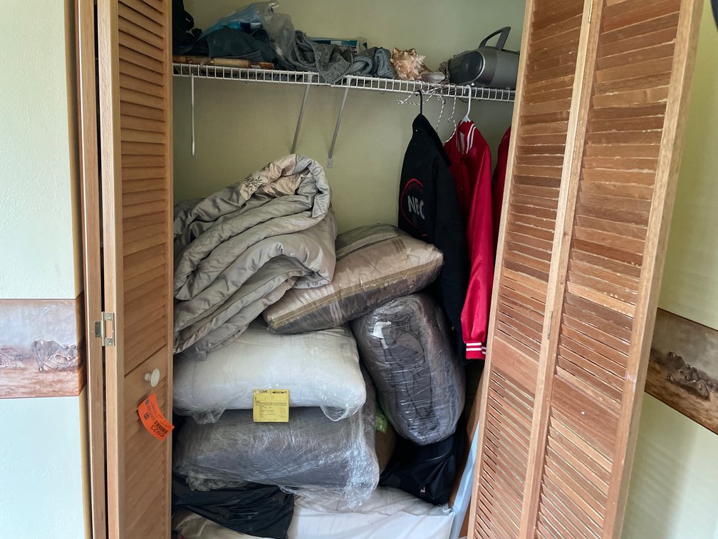 Closet Contents with Bedding, Apparel & More