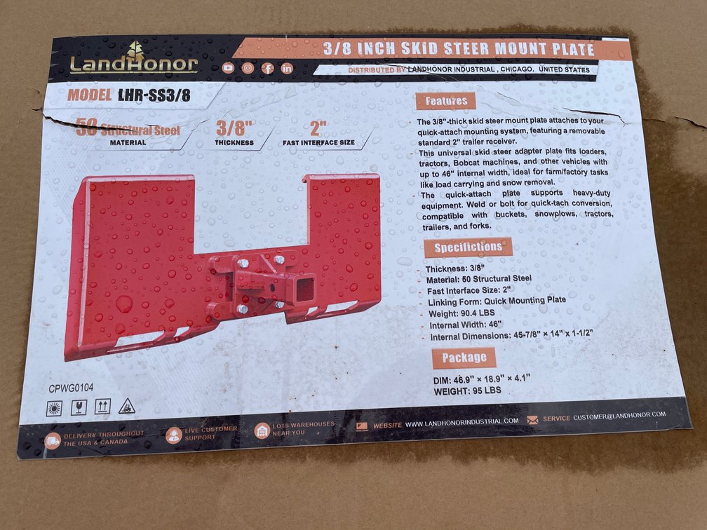 LandHonor 3/8" Thick Universal Mounting Plate with 2" Hitch Receiver