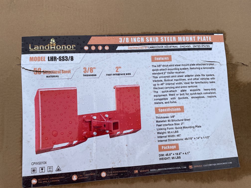 LandHonor 3/8" Thick Universal Mounting Plate with 2" Hitch Receiver