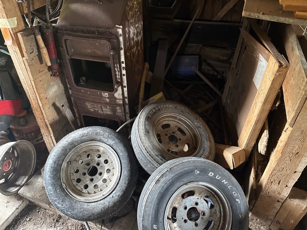 Automotive Tires on Wheels, Metal Stove, Metal Tank, and More