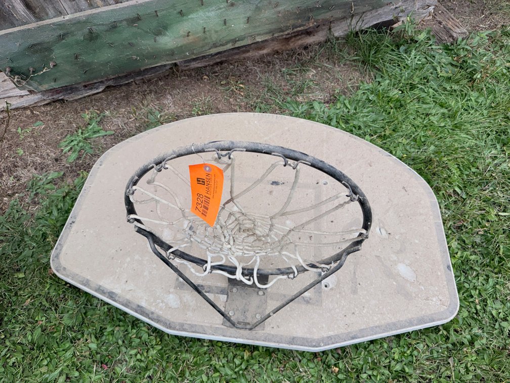 (1) Fan Shaped Basketball Backboard with Rim and Net