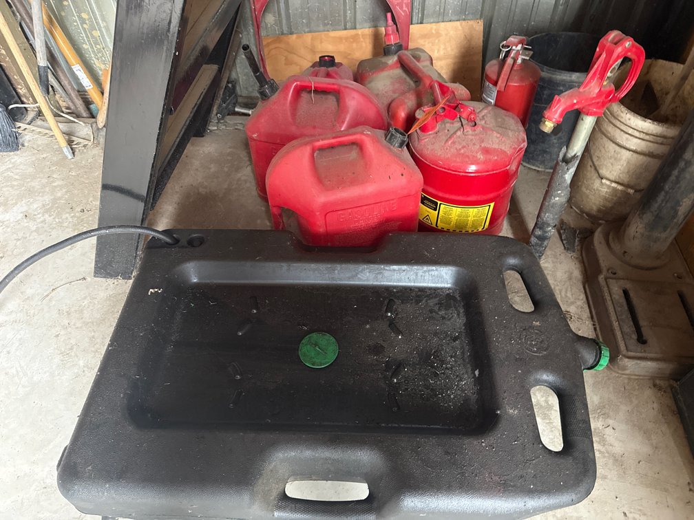 Gasoline Cans, Oil Drain Pan, Fire Extinguisher, and More