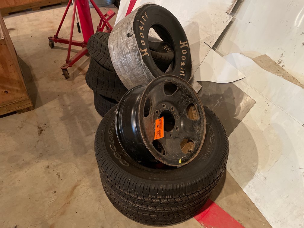 Hoosier Racing Tires, Goodyear Wrangler Tires, and Steel Wheel