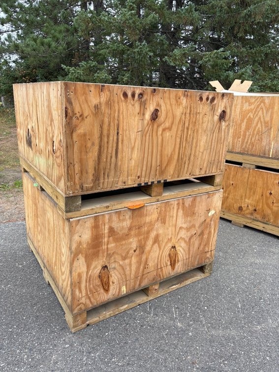 (2) Wooden Shipping Crates with Racing Parts, Strut Spring Compressor, Tools, and More