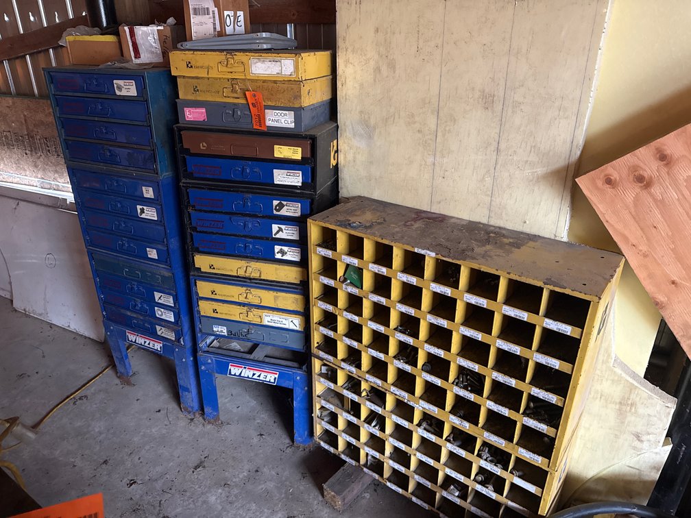 (3) Hardware Storage Drawer Racks and Compartment Bin