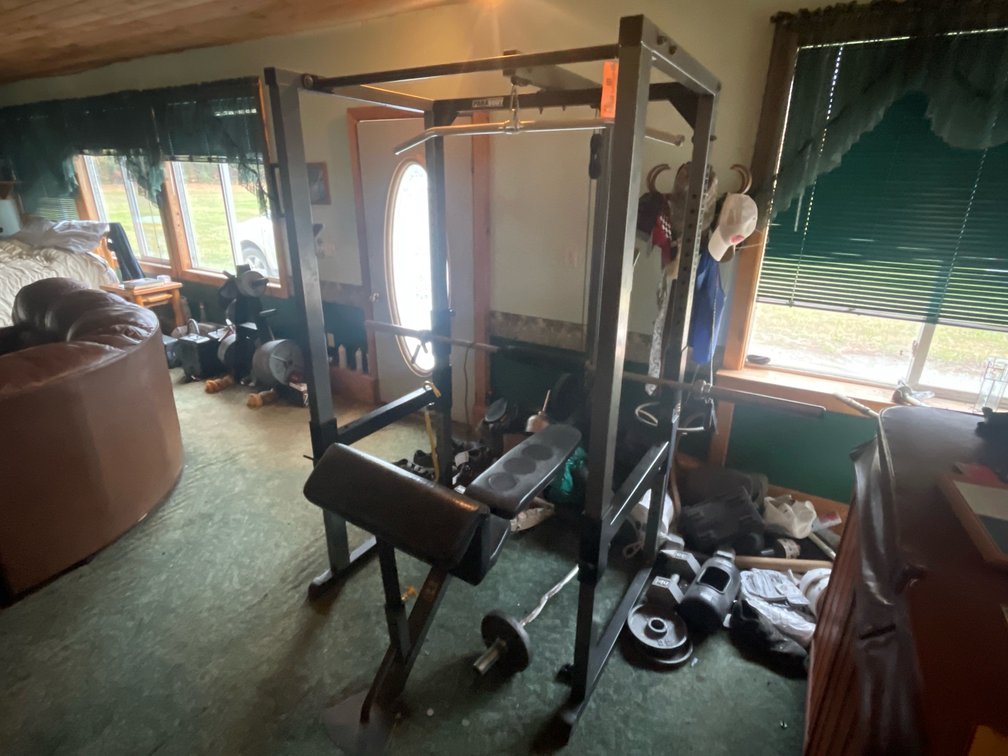 Adjustable Workout Bench with Weight Plates, Dumbbells, Barbells, and Weight Tree Stand