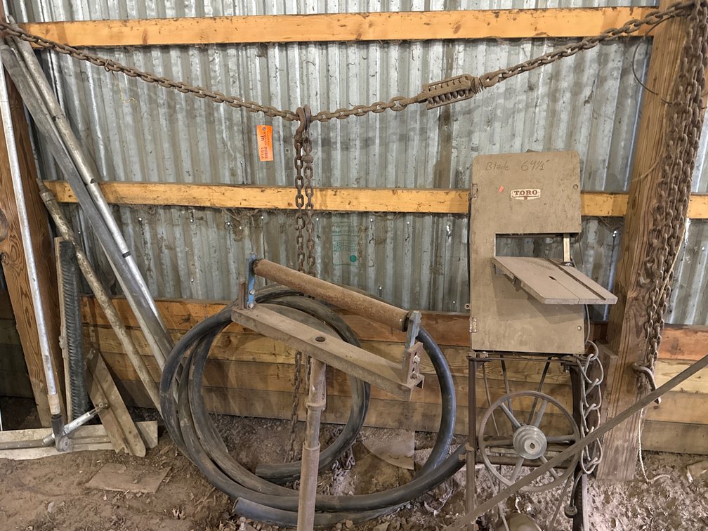 Band Saw, Roller Stand, Chain with Tensioner, and Hose