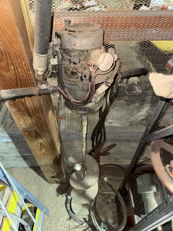 Electric Power Auger with Spiral Bit and Hydraulic Hoses