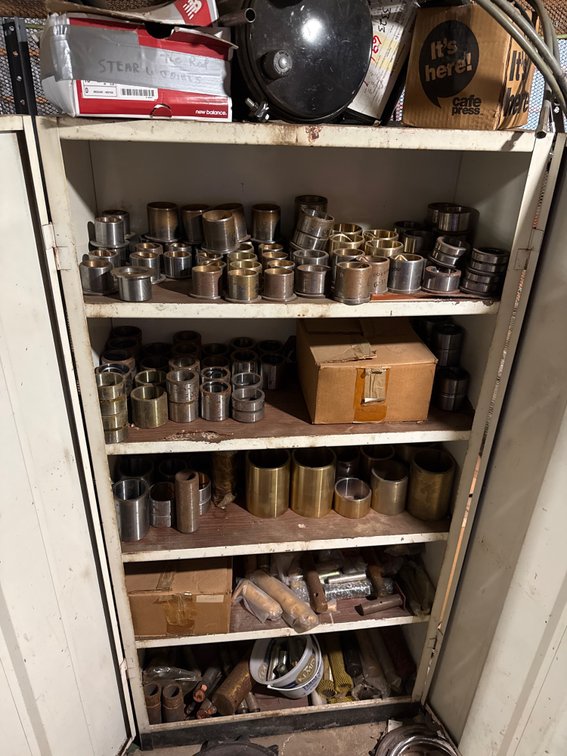 Metal Storage Cabinet with Bushings, Sleeves, Pins, Sprockets, and More