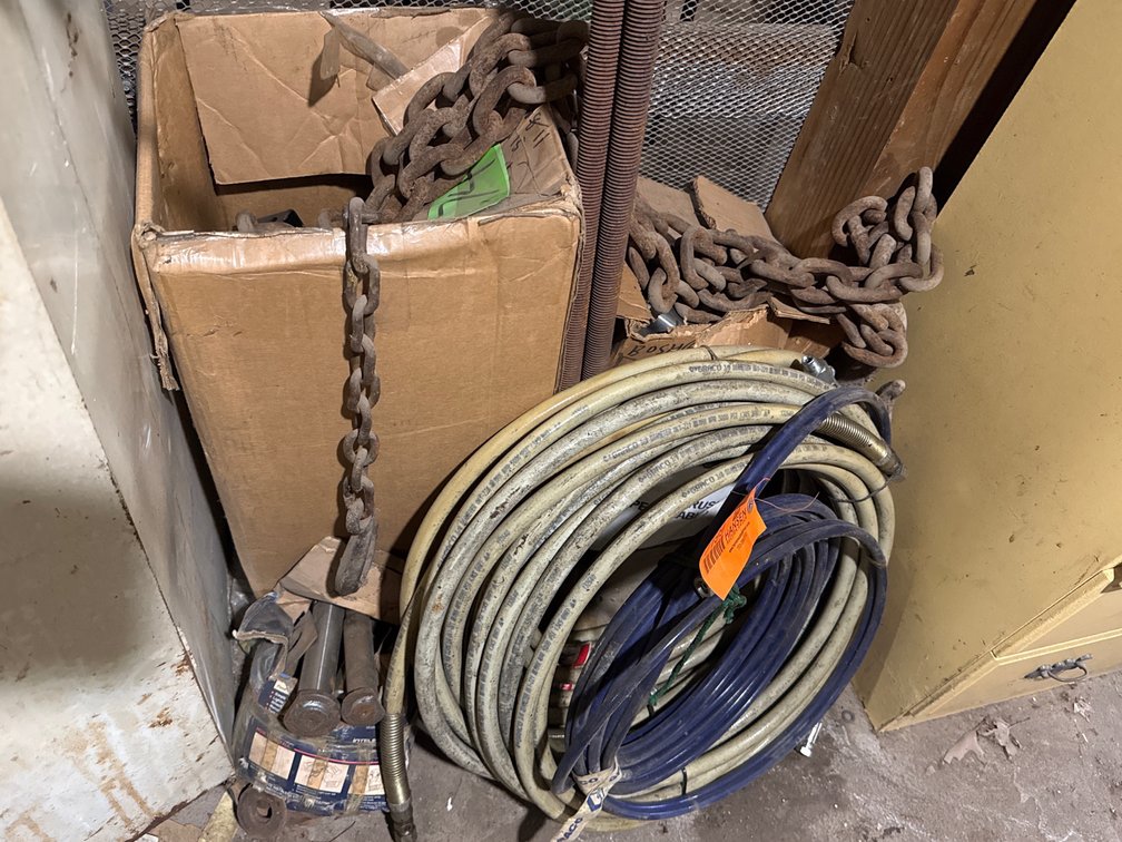 Coiled High Pressure Hoses, Steel Chain, Threaded Rods, Pins, and More