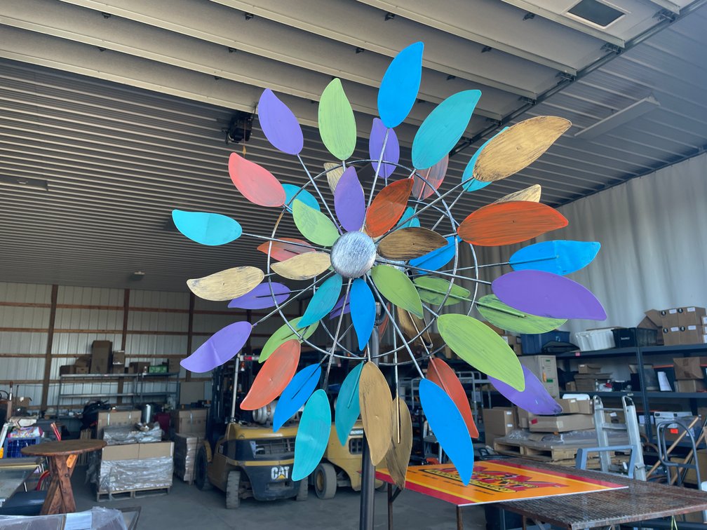 7' Double Metal Wind Spinner with Solar Light