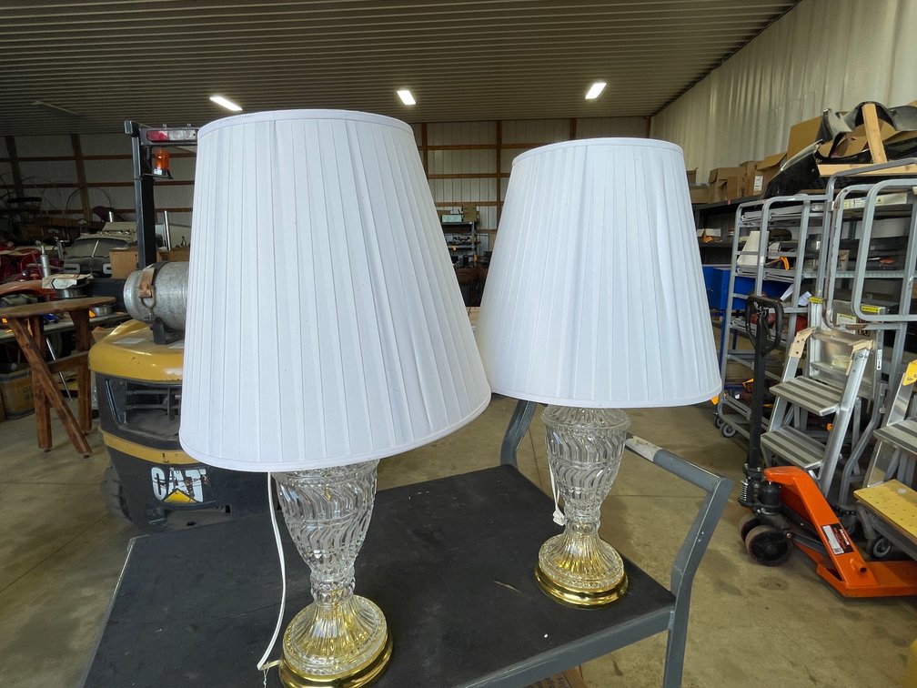 (2) Glass Lamps with Shades