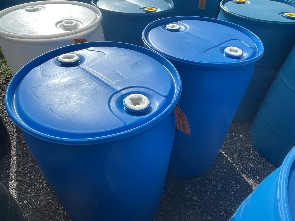(2) 55 Gallon Plastic Drums
