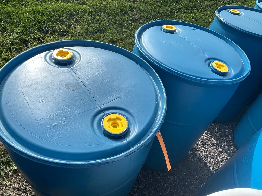(2) 55 Gallon Plastic Drums