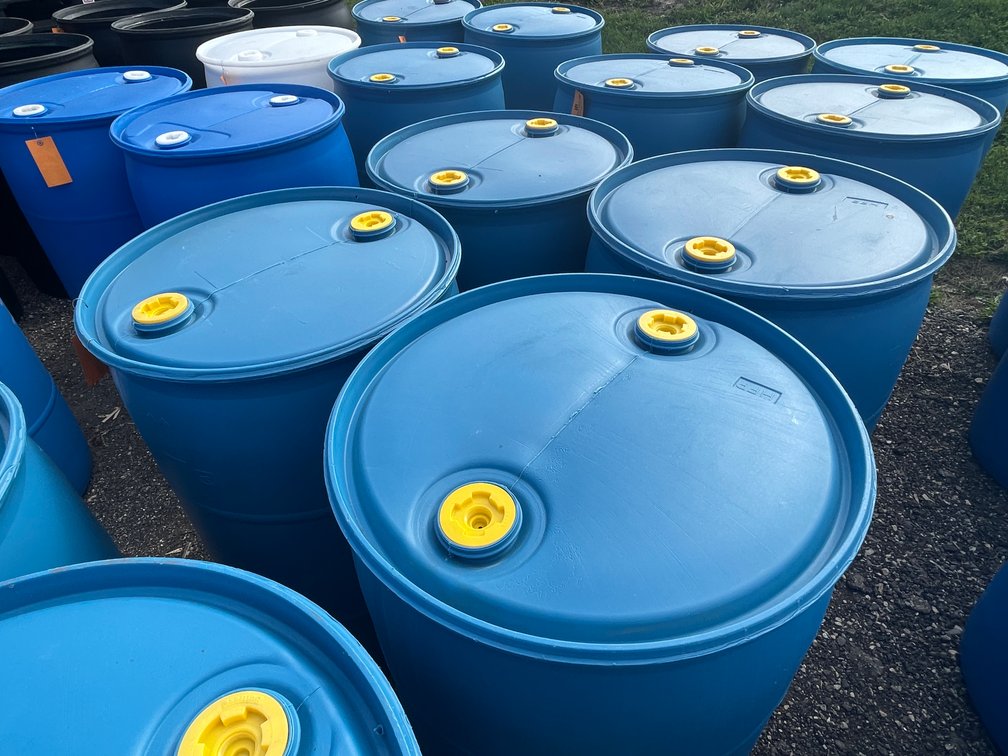 (4) 55 Gallon Plastic Drums