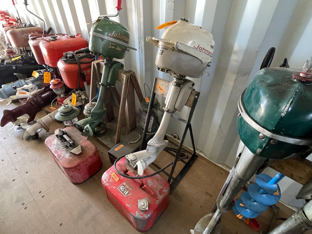 Vintage Johnson Seahorse Boat Motor on Metal Stand and More (Neenah, WI)