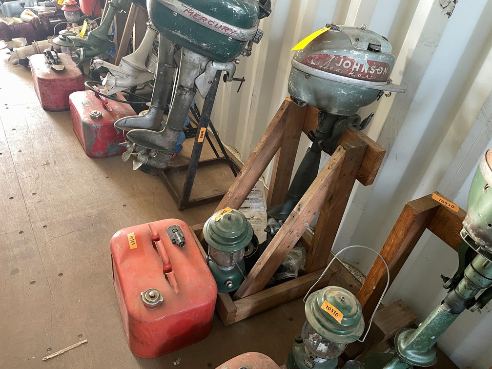 Vintage Johnson Seahorse Boat Motor on Wooden Stand and More (Neenah, WI)