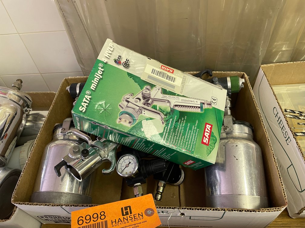Box of Various Paint Sprayers