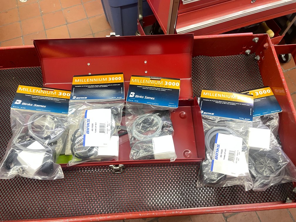 Metal Toolbox with Respirator Tune-Up Kits