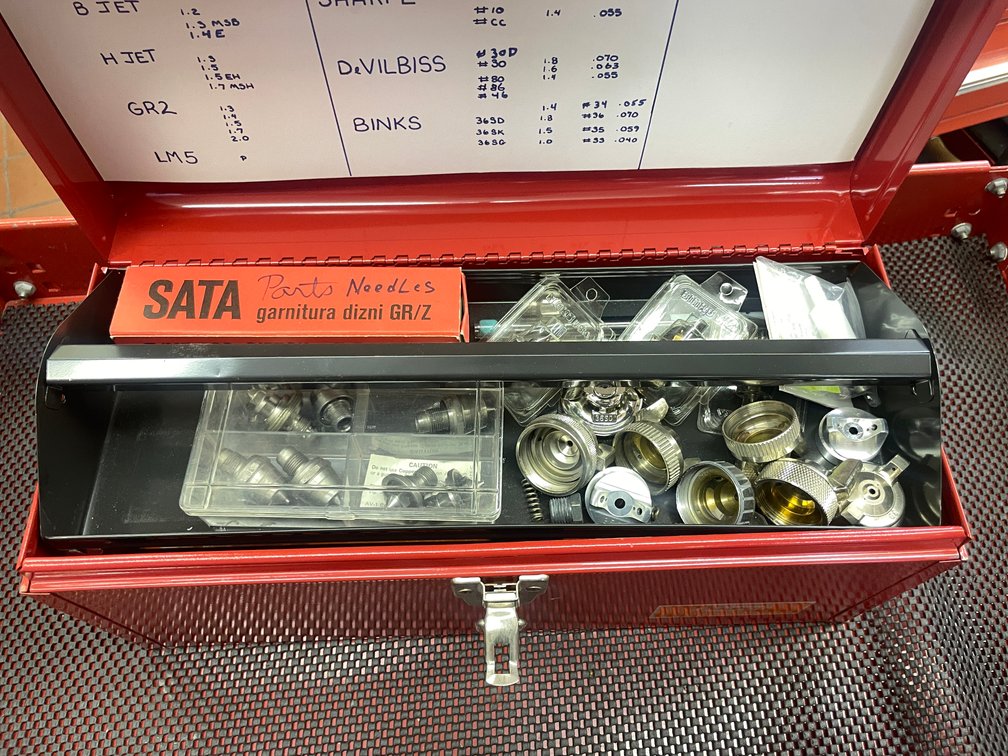 Metal Toolbox of Paint Sprayer Parts