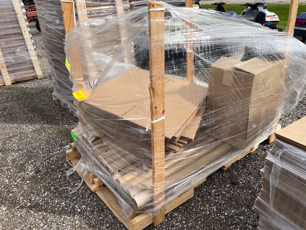 Pallet of New Cardboard Boxes and Cardboard Tubes