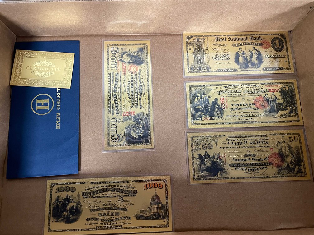 Broken Bank Civil War Era Gold Foil Banknote Set (T5)