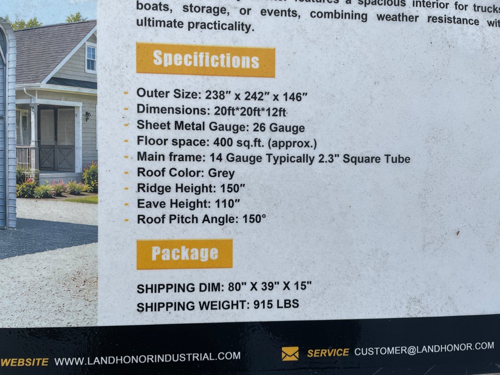 LandHonor 21' x 20' Metal Garage Shed