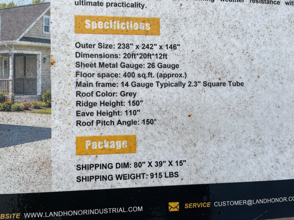 LandHonor 21' x 20' Metal Garage Shed