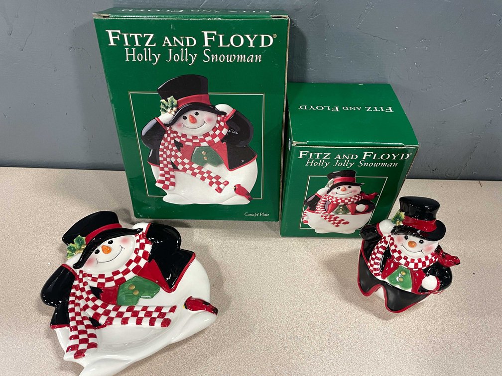 Snowman Cookie Jar and Plate (T3)