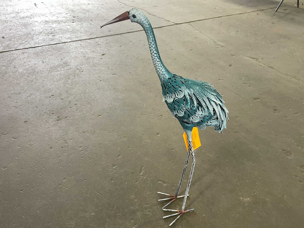 Blue Metal Garden Crane Statue (T5)