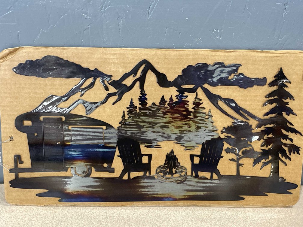 Laser Cut Metal Sign of a Camping Area (T2)