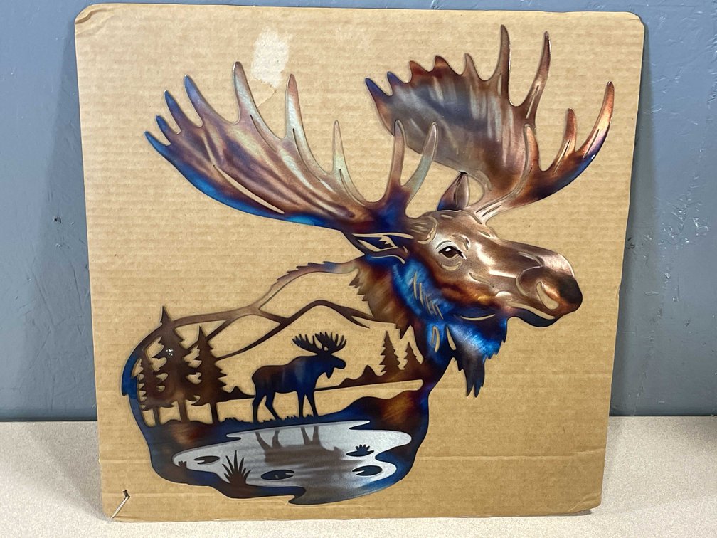Laser Cut Metal Sign of a Moose (T2)