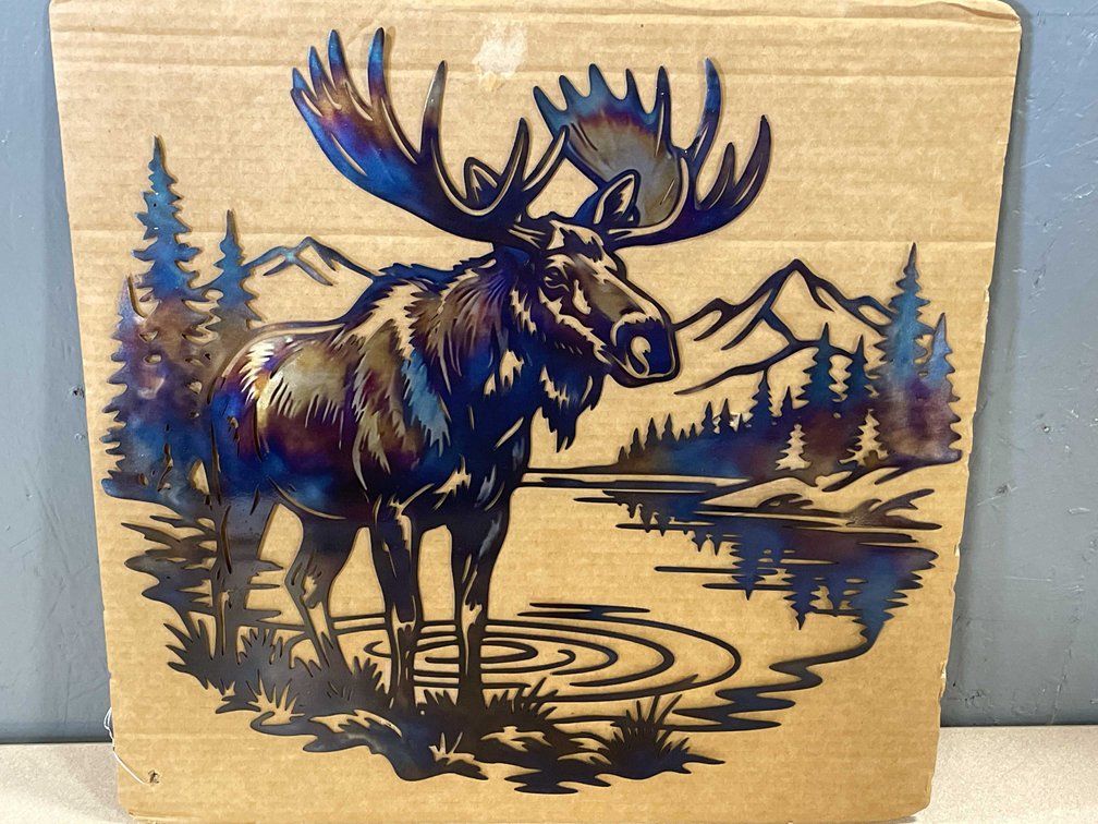 Laser Cut Metal Sign of a Large Moose (T2)