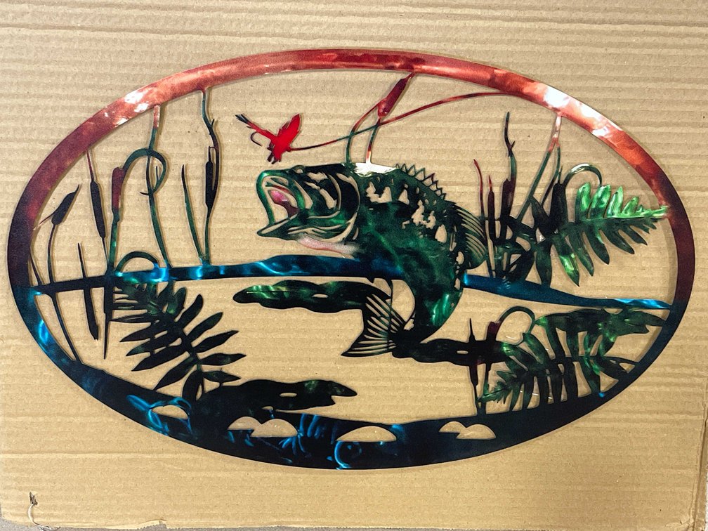 Laser Cut Metal Sign of a Largemouth Bass (T2)