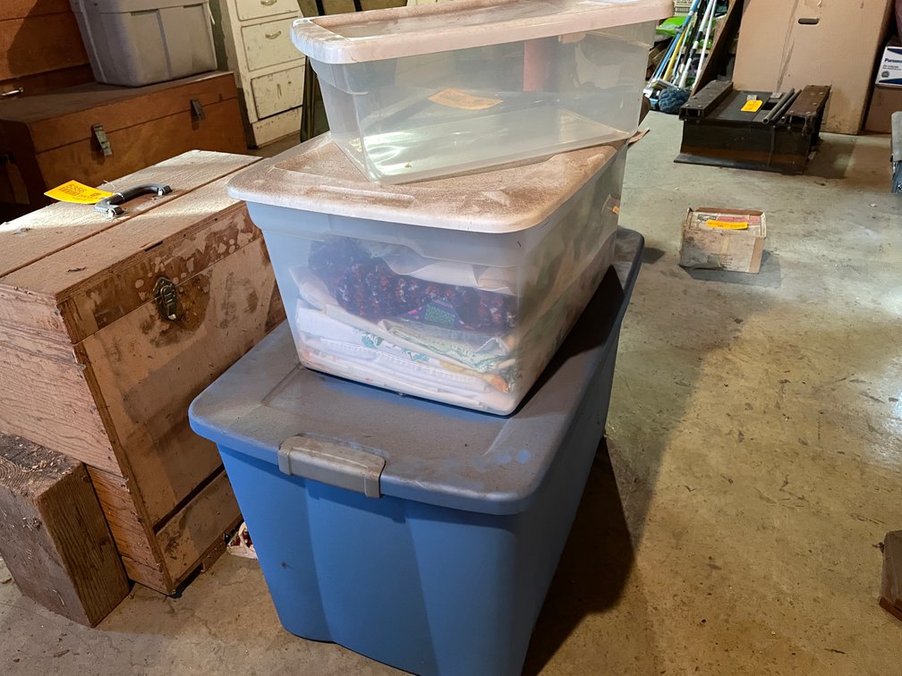 (3) Plastic Storage Tote with Contents