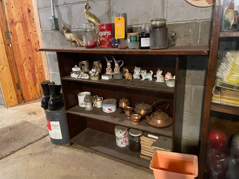 Wooden Shelf with Contents