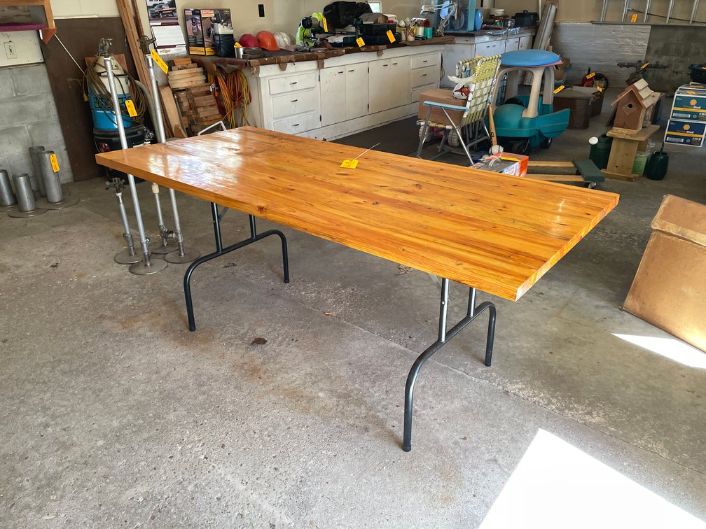 Metal Framed Wood Topped Table