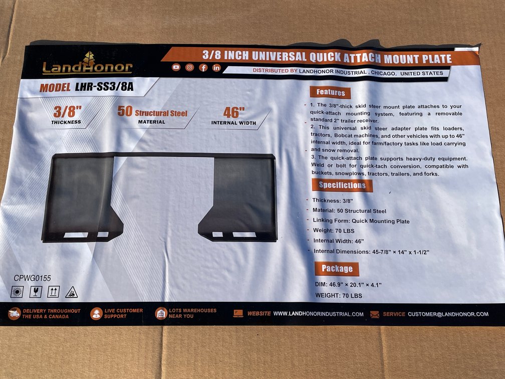 LandHonor 3/8" Thick Quick Attach Cut Out Mounting Plate