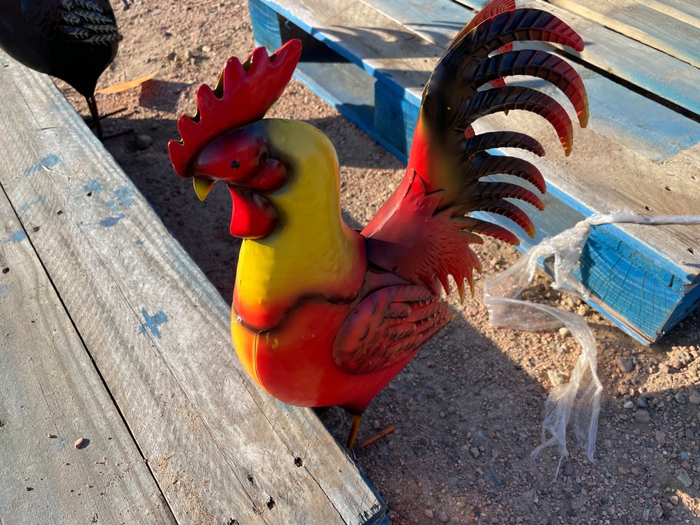 Yellow & Orange Metal Rooster