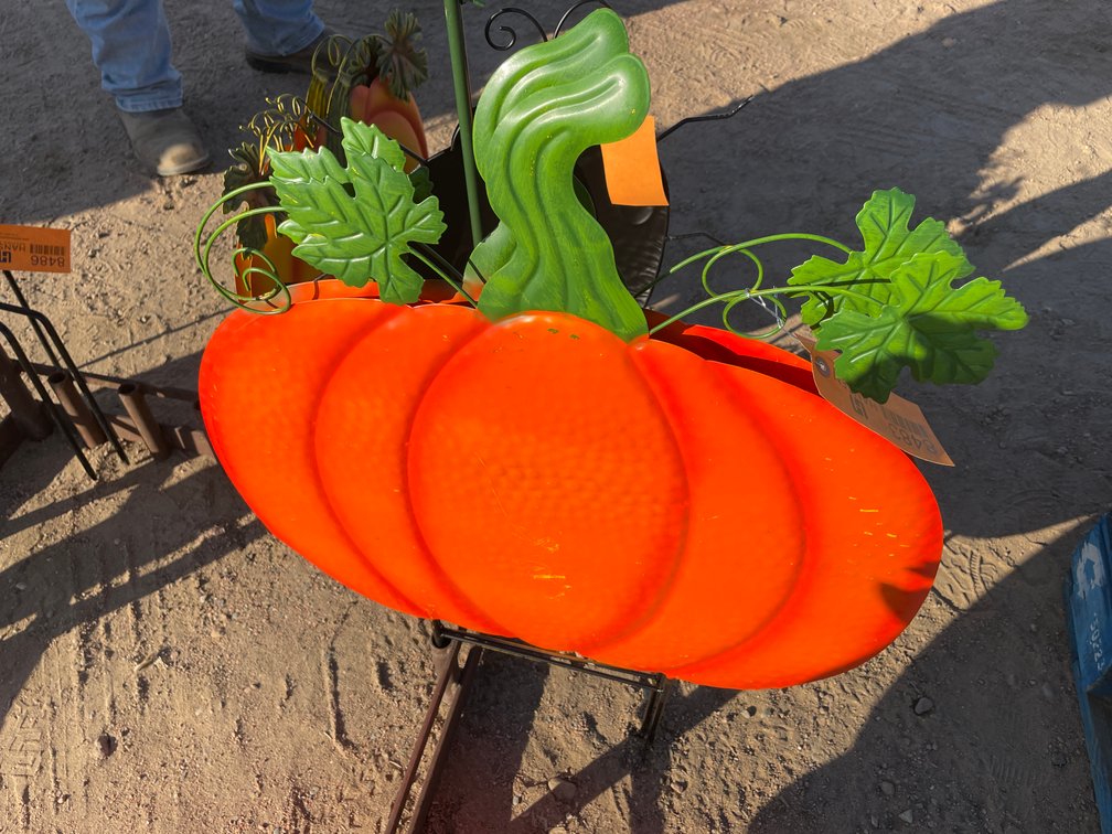 (2) Orange Metal Pumpkins