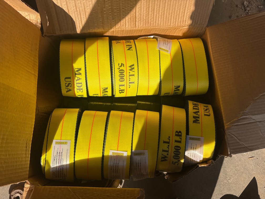 (12) Yellow Cargo Tie Down Straps with Flat Hooks