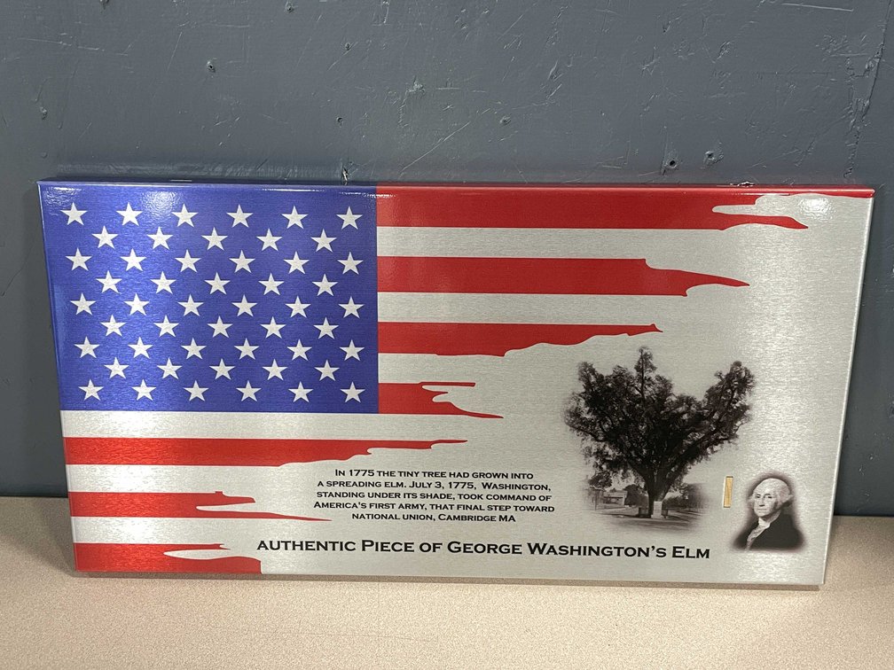 Beveled Edge Metal American Flag with George Washington (T4)