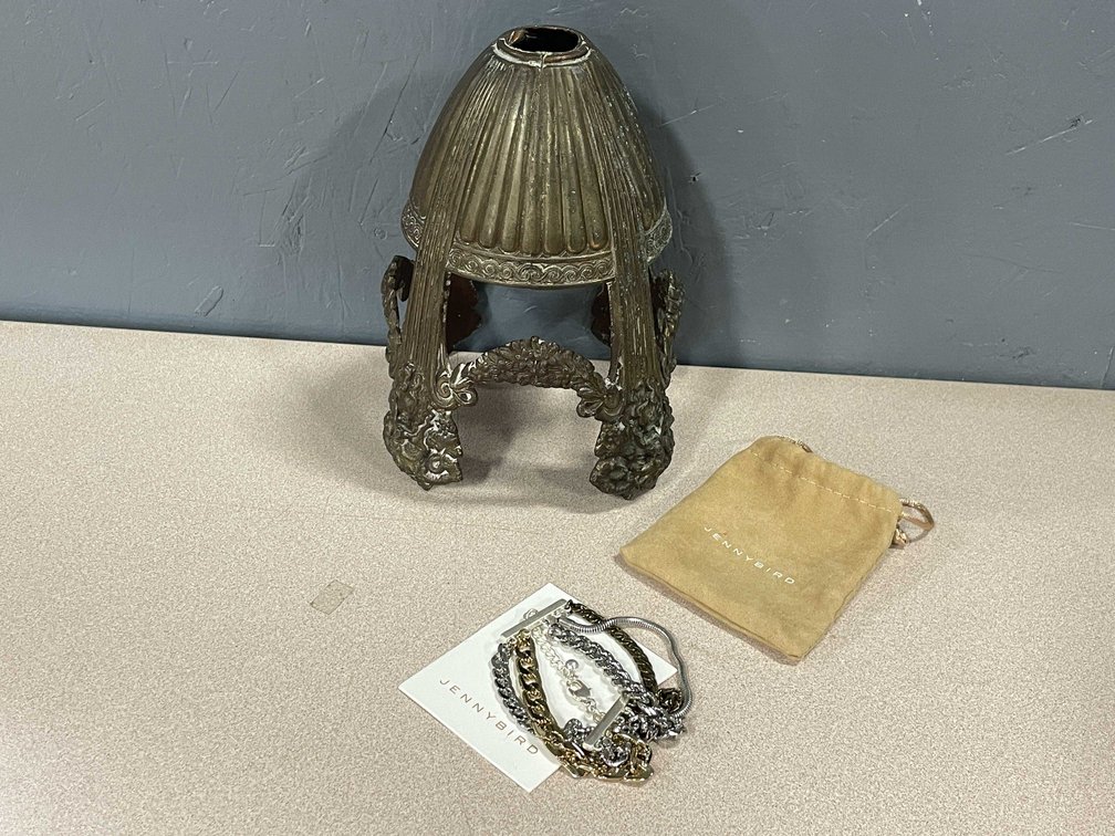 Brass Lamp Shade and Jewelry (T3)