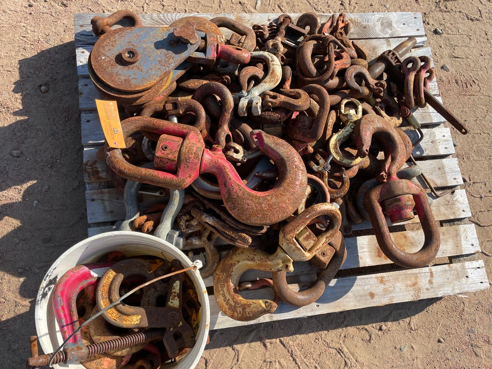 Pallet of Clevices, Hooks, and More