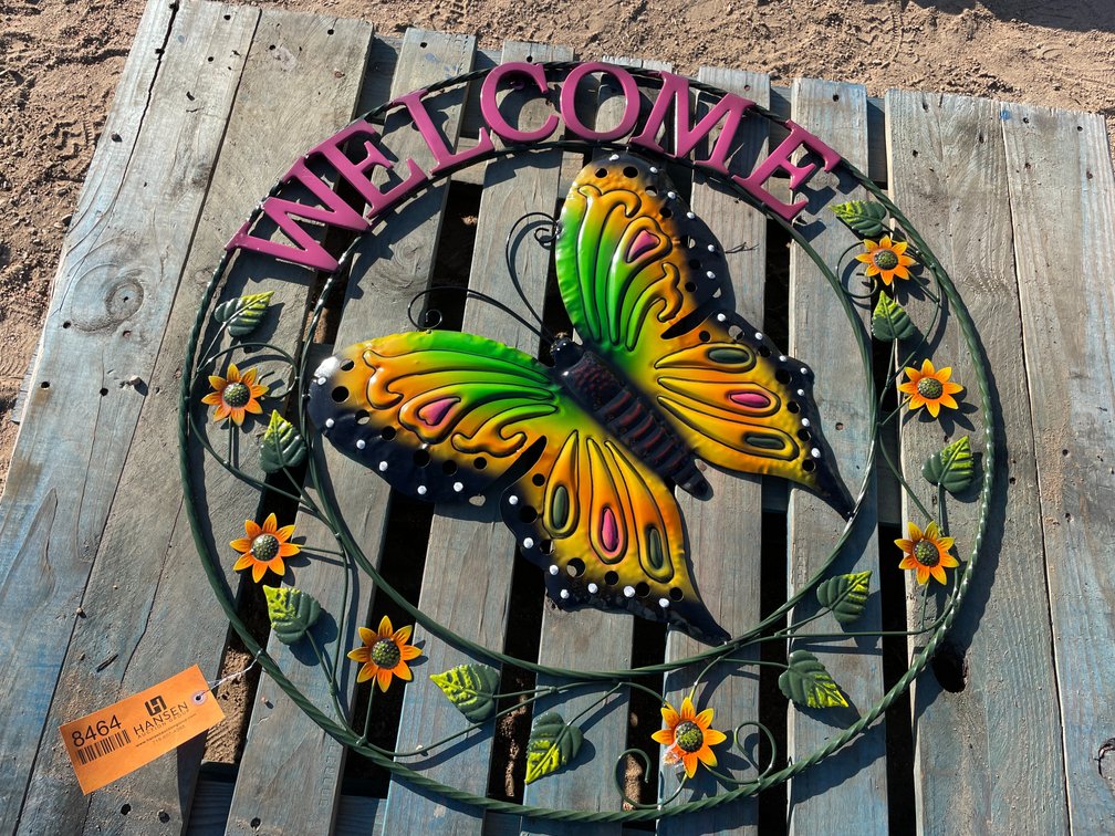 Butterfly Metal Welcome Sign