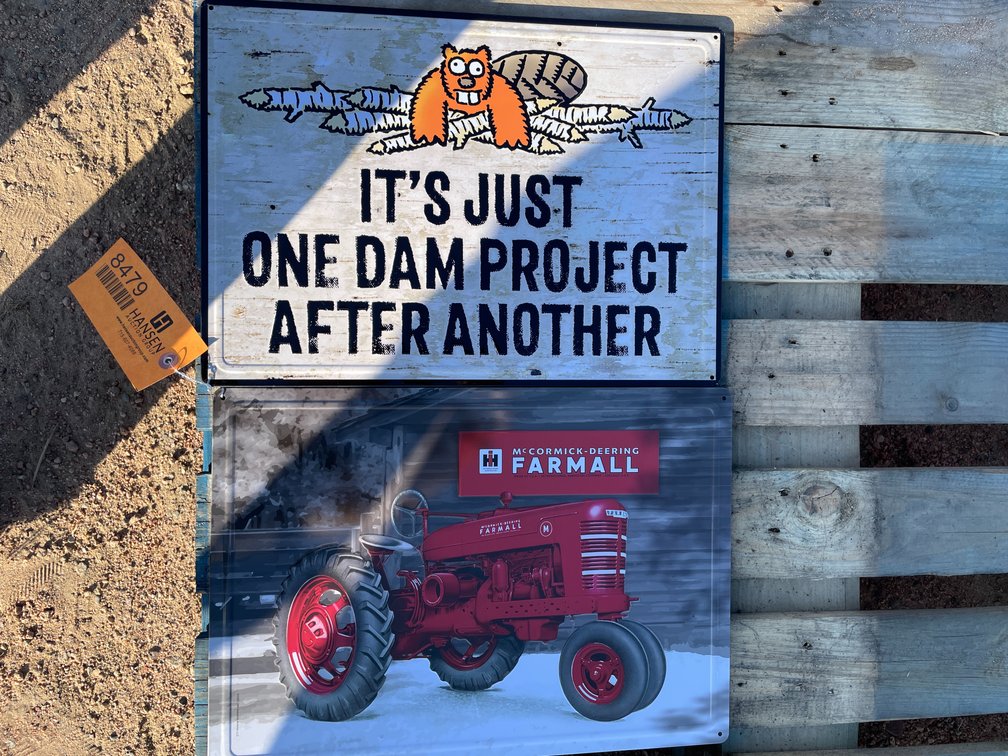 Farmall Metal Sign & Beaver Metal Sign