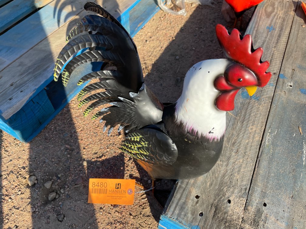 Black & White Metal Rooster