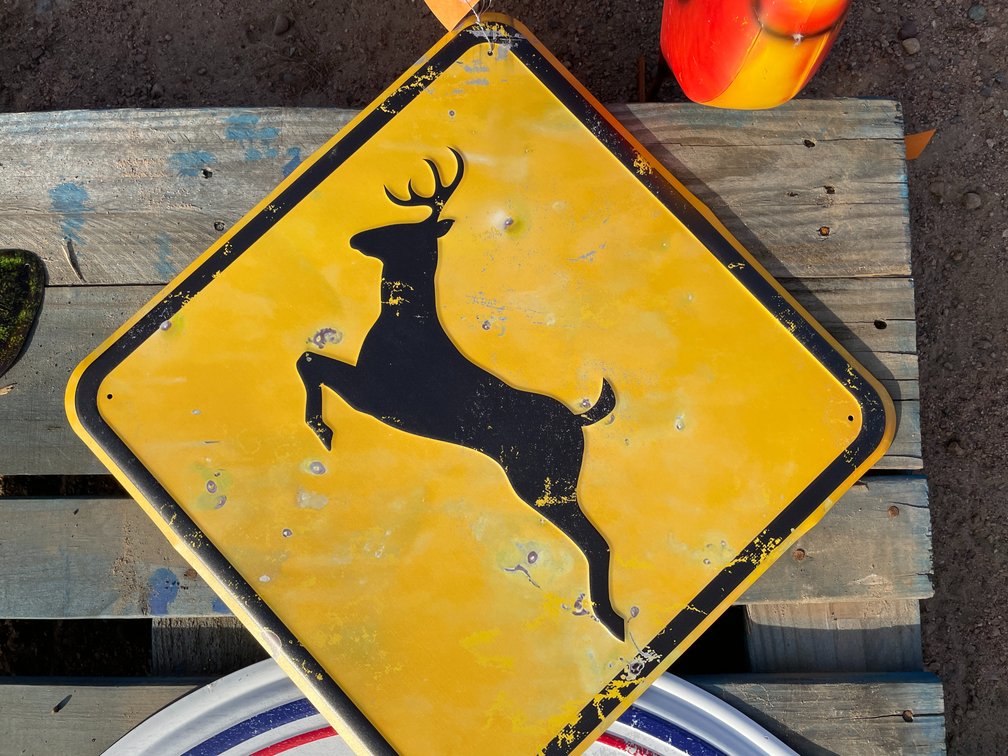 Metal Deer Crossing Sign